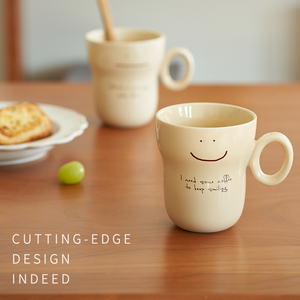 Tazze da tè carine in porcellana all'ingrosso con tazze con manico tazza da caffè con faccina sorridente 330ml - Product Image 4