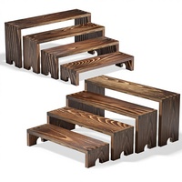 Lot de 2 présentoirs rectangulaires en bois à niveaux pour événements commerciaux, présentoirs empilables pour cupcakes et desserts, décoration de style ferme