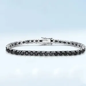 Luxury <b>Gold</b> Plated 925 Sterling Silver Moissanite Tennis <b>Bracelet</b> Chain Link <b>Charm</b> Hip Hop Fashion Jewelry Gift Statement Design - Product Image 2