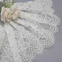 Galon élastique large de haute qualité en dentelle blanche, motif floral pour voiles, manches, cols, lingerie, robes de mariée