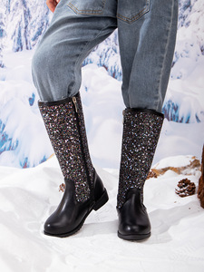 Nouvelles bottes de princesse à paillettes pour filles, bottes rembourrées chaudes pour petites filles, bottes longues confortables à semelle souple - Product Image 3