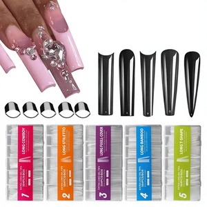 Lot de 504 <span class=keywords><strong>faux</strong></span> <span class=keywords><strong>ongles</strong></span> extra longs en forme de tuyau, transparents, entièrement adhésifs, couvrance totale, taille XXXL, motif denim, en boîte, pour l'export. - Product Image 5