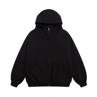 500G Mamba coton sweat à capuche zippé Double tête fermeture éclair demi col haut veste surdimensionné pull uni pour l'automne hiver