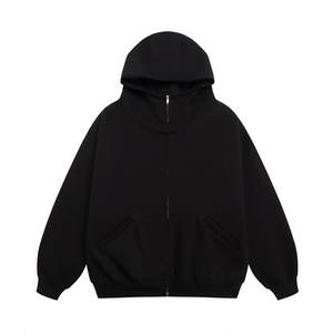 Sudadera con capucha de algodón Mamba con cremallera de 500G, chaqueta de Cuello medio con cremallera de doble cabeza, jersey liso de gran tamaño para Otoño e Invierno - Product Image 3