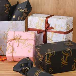 Papel de Regalo de Agradecimiento, 50*70cm, Reciclable, Negro con Bolsa de Embalaje Dorada para Decoración Artística - Product Image 4