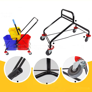 <span class=keywords><strong>Chariot</strong></span> essoreur mobile à double bac grande capacité avec essoreuse manuelle <span class=keywords><strong>pour</strong></span> le nettoyage des zones publiques et des restaurants - Product Image 5