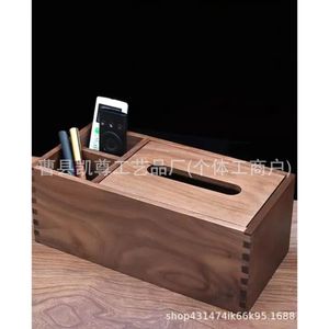 Cross-border North American black walnut wood tissue box, solid wood tissue box for living room and bedroom, multi-functional - Product Image 3