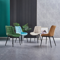 Chaise de Salle à Manger de Restaurant Moderne Luxe Nordique Vert Bleu Gris Rembourrée en Tissu Velours pour Table de Salle à Manger