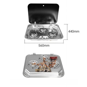 Estufa de Gas de Triple Quemador Integrada con Cubierta de Vidrio Templado, Placa de Cocción de Acero Inoxidable, 3 Quemadores para Yate, Diseño de Triple Quemador - Product Image 2