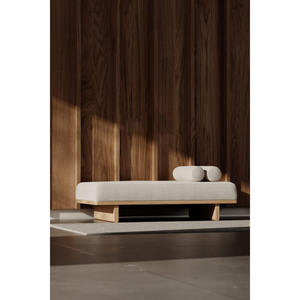 Taburete de sofá moderno minimalista de madera maciza con tela de lana de cordero para sala de estar, dormitorio, hogar, otomana de diseño suave. - Product Image 6