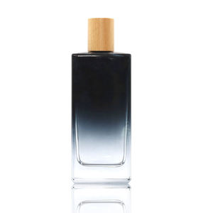 Botella de Perfume de vidrio de Color degradado 100mL Tapa de madera vacía Tapa de corona de aerosol de aluminio Serigrafía Cuello engarzado Sellado MOQ 100PCs - Product Image 1