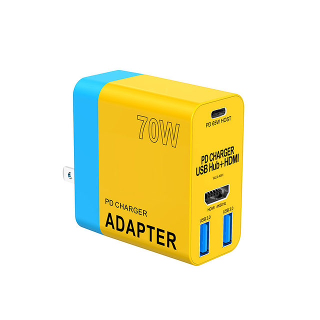 New 70W GaN PD USB C Charger USB3.0 Hub with  4K 60HZ HD Extension Display PD Wall Charger Multifunction Adapter for Laptop