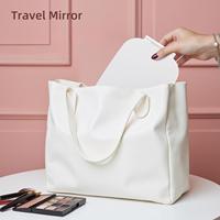 Cermin Genggam Elegan untuk Hadiah, Logo Kustom, Mini Lipat, Perbesaran 1X, Lapisan Perak, Plastik, Multifungsi, Personal