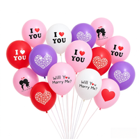 Ballons imprimés pour la Saint-Valentin en gros d'usine, ballons en latex ronds de 12 pouces rouges, roses, violets et blancs pour la demande en mariage et la décoration de mariage