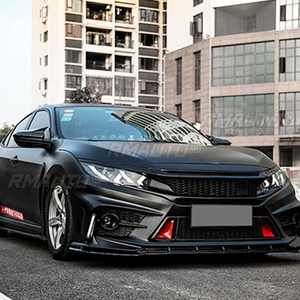 Parrilla delantera deportiva de malla estilo negro brillante para HONDA CIVIC 2016-18 10ª generación, modelos de 4 puertas y 2 puertas - Product Image 4