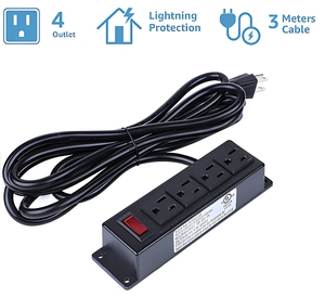 Wall Mountable <strong>Plug</strong> <strong>with</strong> Socket Power Strip <strong>Lighted</strong> Circuit Breaker 4 AC Outlets Power Socket Global for Home Office Desktop - Product Image 2