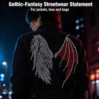 Fabricant vérifié YZX, design personnalisé de transfert thermique avec strass en forme d'ailes d'ange et de démon à coller à chaud