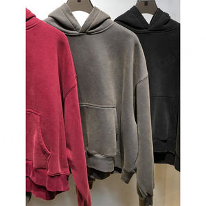 Oem Custom Logo Cotton Plain Pullover <b>Thick</b> Blank 350 Gsm Washed Oversized Heavyweight Fashion Cropped Boxy Fit <b>Hoodie</b> <b>for</b> <b>Men</b> - Product Image 2