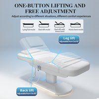 Lit de massage personnalisable pour cils et beauté avec éclairage LED, trois modes de réglage, matériau PU et base ovale – Idéal pour spa, soins du visage et tatouages
