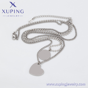 A00607089 Xu Ping gioielli a forma di cuore in acciaio inossidabile materiale neutro moda versatile collana neutra a doppia catena - Product Image 4