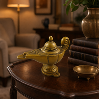 Lampe en vinyle en forme de lampe magique d'Aladdin en bronze antique, décoration pour salon, bibliothèque, café, accessoire de fête à thème, cadeau de collection