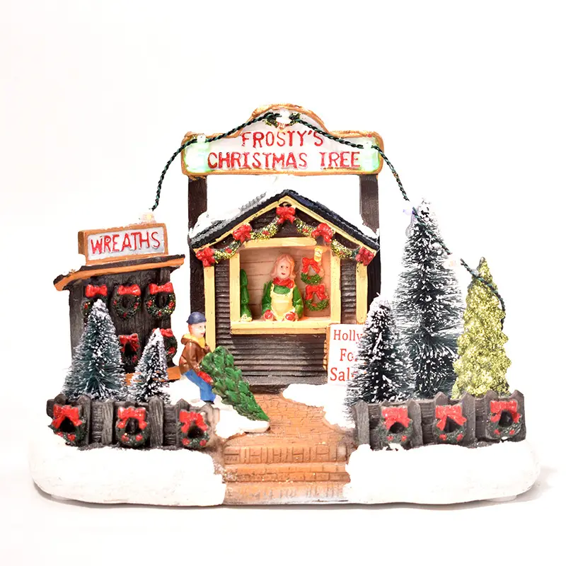 Christmas Decoration Village House with LED Light Christmas Scene House Village Figurines Lighting House
