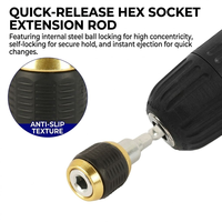 Barre d'extension à dégagement rapide et autobloquante avec poignée hexagonale de 60 mm pour perceuse électrique, rallonge de tige de changement rapide pour embouts
