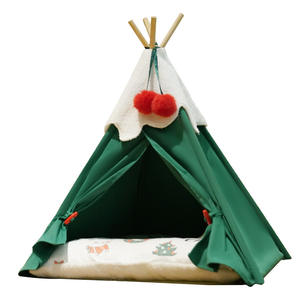 Cama <span class=keywords><strong>Tipi</strong></span> <span class=keywords><strong>para</strong></span> Mascotas de Tela de Algodón Plegable con Diseño Navideño, Tienda <span class=keywords><strong>Tipi</strong></span> <span class=keywords><strong>para</strong></span> Mascotas de Interior, <span class=keywords><strong>Casa</strong></span> Semicerrada Cálida <span class=keywords><strong>para</strong></span> Invierno - Product Image 1
