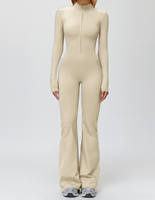 Combinaison évasée à manches longues et demi-zip pour femme, doublée polaire, 80 % polyester 20 % élasthanne, avec passe-pouce, pour l'entraînement, 6 couleurs