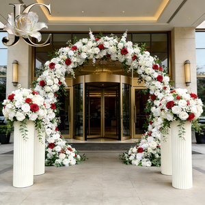 Arche de fleurs artificielles en soie rouge ou blanche, réaliste, best-seller JC, pour décoration de mariage ou de jardin - Product Image 1