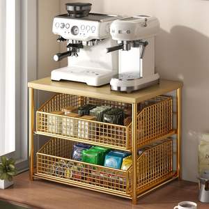 2-laags schuifbaar koffiepadlade onder de machine, organizer met metalen frame, antislipvoeten, OEM-logo - Product Image 4