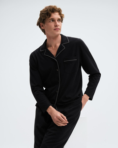 Pijama de 2 Piezas para Hombre, Marca Privada, Color Sólido, para Todas las Temporadas, Cuello de Solapa, Borde en Contraste, Estilo Casual, Ropa de Casa para <span class=keywords><strong>Caballero</strong></span> - Product Image 2