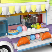 Set de Bloques de Construcción de Camión de Comida Personalizado con Diseño de Pizza, Vista de Calle Urbana, OEM, Marca Privada, Juego de Construcción STEM Inmersivo para Juego de Roles