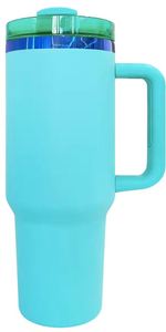 Promotion 40oz Stainless Steel H2O Blue Plated Tumbler <b>Large</b> Capacity Water Bottle with Handle - Product Image 3