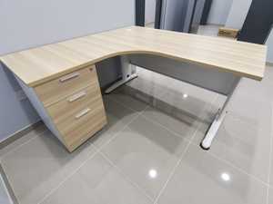 Table de bureau J en forme de L avec piédestal 2D1F Bureau fonctionnel pour poste de travail Bureau à domicile - Product Image 6