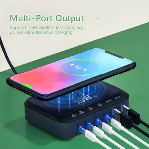 عالمي متعدد الوظائف Pd Qc W 15W نوع C Usb Gan سريع شعار مخصص محمول سريع للشحن السريع لشاحن Iphone اللاسلكي