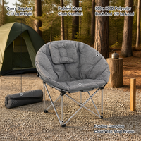 Chaise de camping pliante, chaise lune portable d'extérieur, cadre en acier rembourré, polyester 400D, capacité de charge de 120 kg, avec sac de transport pour le camping