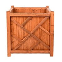 Pot Bunga Kayu Solid Modern Mulut Lebar Ukuran Besar Tahan Lama Anti Busuk untuk Luar Ruangan, Bedeng Tanam Terangkat dengan Drainase Terintegrasi