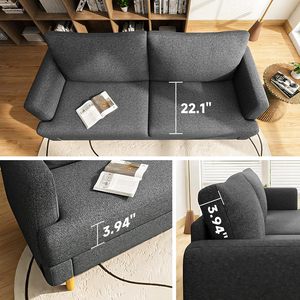 โซฟาเลิฟซีทพร้อมพอร์ต USB Type C หุ้มเบาะ โซฟาขนาดเล็กสำหรับห้องนอน สำนักงาน หรืออพาร์ตเมนต์ โซฟา 2 ที่นั่ง ดีไซน์ทันสมัย นั่งสบาย - Product Image 4