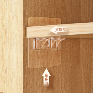 Shelf Support For Wardrobe <b>Adhesive</b> <b>Hook</b> Plastic 0-1kg Load Capacity Three Or More <b>Hooks</b> No Drill Installation - Product Image 1