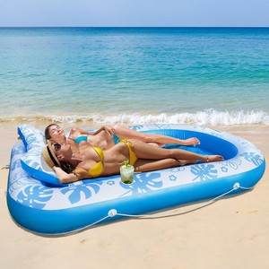 Hongcheng Inflatable Pool Float 80x56 Inch Blue With Cup Holder And Pillow For Adults Swimming Relaxation - Product Image 3