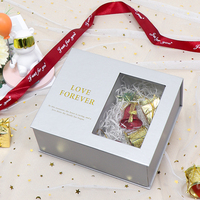 Caja de regalo vacía de flores, cajas magnéticas abiertas con ventana, de lujo, personalizadas, color gris