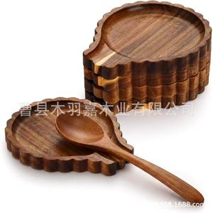 Solid Wood Spoon Rest Wave Shaped Acacia Wood Tray 15x13x1.5cm For Home Desktop Use - Product Image 1
