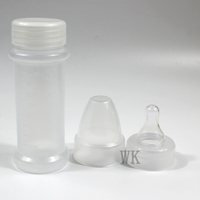 Vente en gros 100ml/150ml Tétine de biberon de bébé en plastique sans BPA Tétine jetable pour nouveau-nés Matériau PP Bouchon à vis Biberon