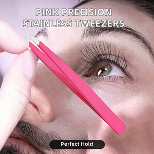 Pinzas Profesionales Rosas para Injerto de Pestañas, Pinzas Inclinadas de Acero Inoxidable de Alta Precisión, Juego Completo de Herramientas para Pestañas - Product Image 2