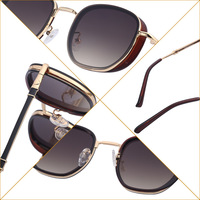 Partagas Rétro Designer Steampunk Style Punk Carré Monture Métal Protection UV400 Lunettes de Soleil pour Hommes