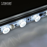 Boîte lumineuse publicitaire LED 24V en verre, éclairage latéral, film souple, LED 3535 à émission latérale, configuration d'éclairage par paires, conception à réflexion diffuse