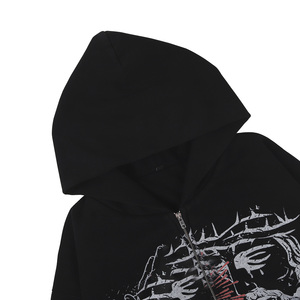 OEM de luxe propre logo sweat à capuche personnalisé fermeture éclair sérigraphié unisexe Y2k Vintage impression sur <span class=keywords><strong>Deman</strong></span> DTG impression directe sweat à capuche - Product Image 3