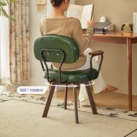 Chaise de bureau ergonomique minimaliste, convertible, réglable en hauteur, dossier pivotant, cuir PU, cadre en bois et acier, pour la maison/la chambre