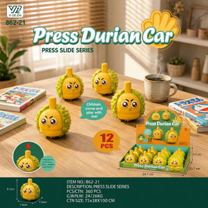 <b>Custom</b> Brand Cute Durian Pull Back Friction Powered Cartoon Fruit Vehicle Toy for Kids Ages 5-7 Unisex Plastic - Product Image 5